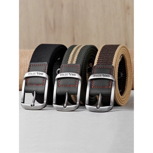 升级加厚针扣帆布腰带男士帆布女百搭休闲学生军训牛仔裤简约潮流