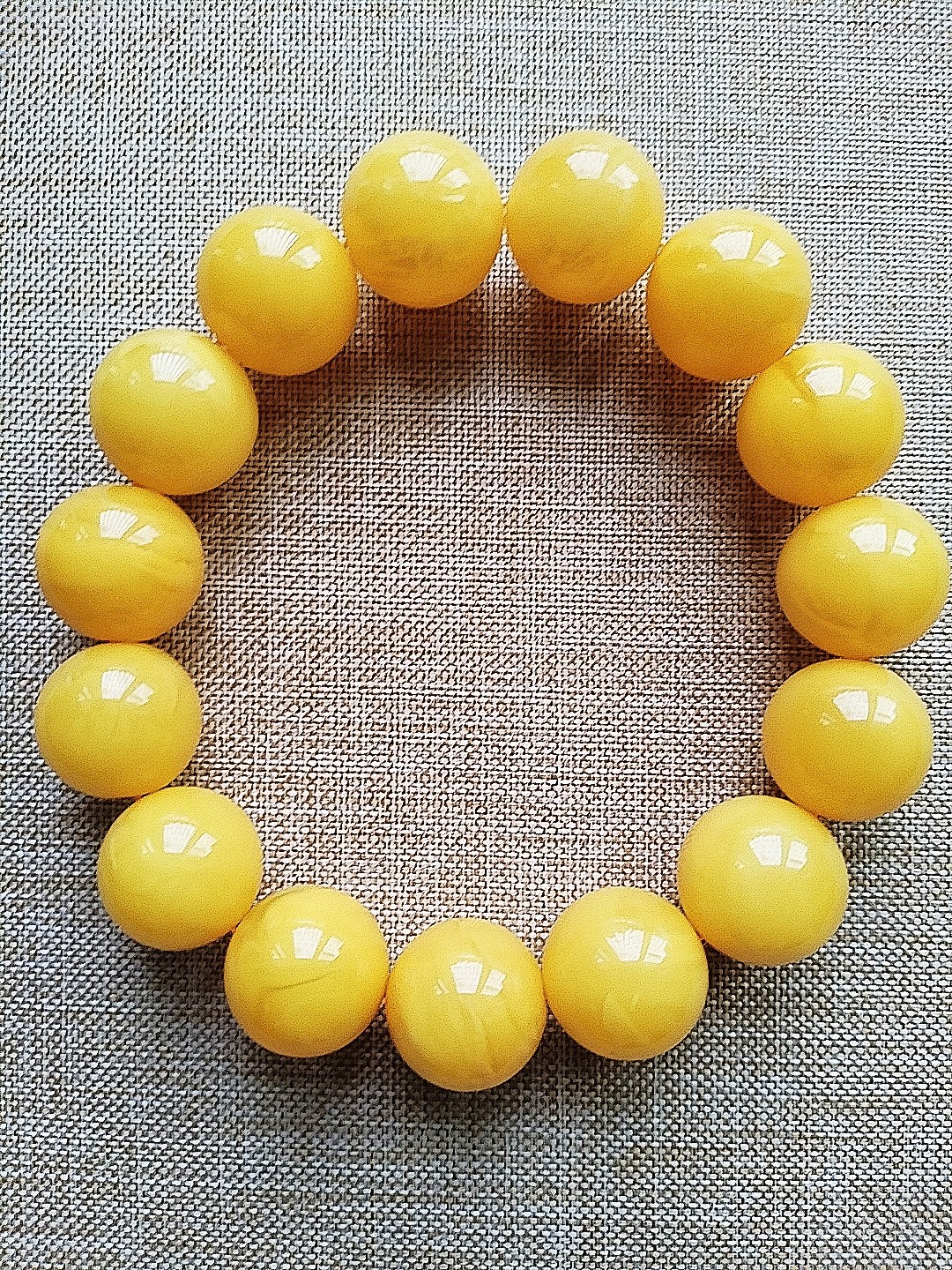 天然真蜜蜡满蜜单圈圆珠手串鸡油黄原矿波罗俄料白花15.2孤品漏