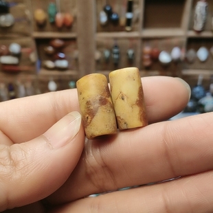 良渚玉桶珠一对10x18m,满百包邮