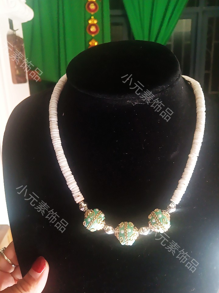 波西米亚沙滩风格海贝壳隔片尼泊尔花珠项圈手链耳环服装百搭订制