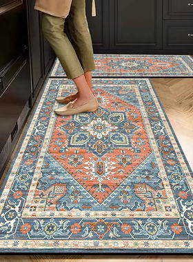2025新品波斯风情厨房脚垫跨境复古吸水耐脏长条吸油地垫免洗便捷
