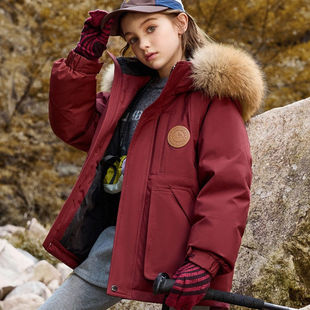 儿童羽绒服2025新款女童中大童白鸭绒亲子外套冬季保暖加厚黑色