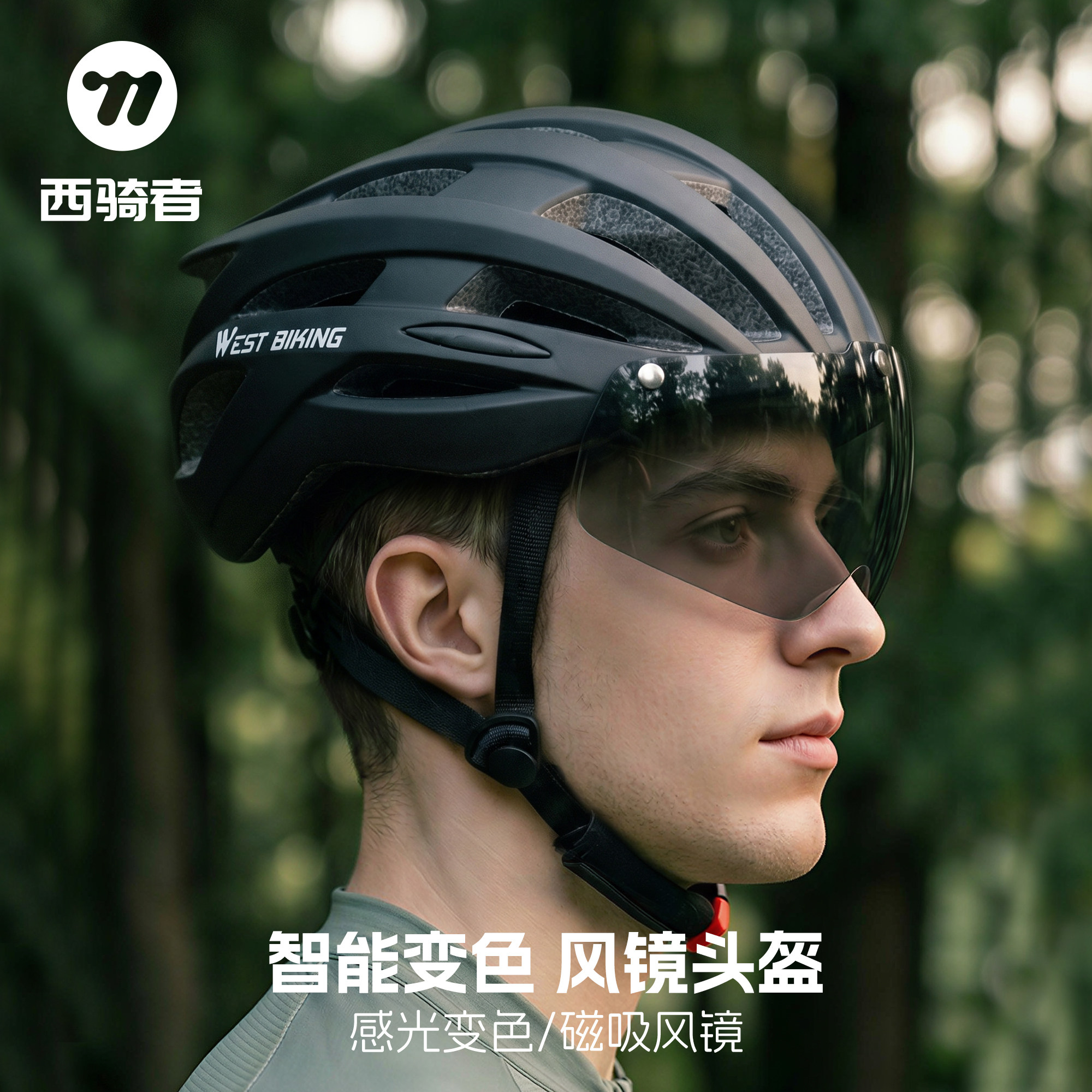 西骑者骑行头盔磁吸变色风镜图片