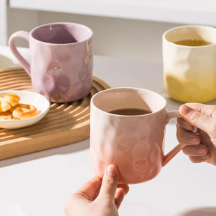 陶瓷渐变马克杯子家用女生喝水杯防烫清新情侣早餐杯咖啡杯釉下彩