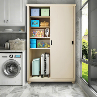 家用阳台储物柜卧室推拉门衣柜户外防水防晒渔具杂物收纳钢制