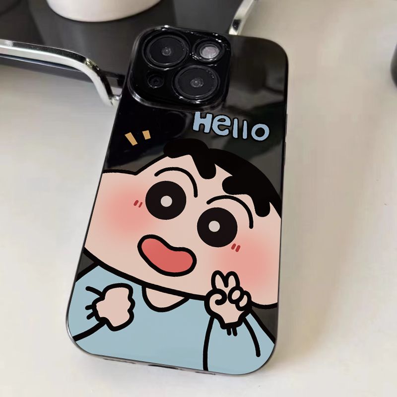 比耶蜡笔小新适用iQOOZ10Turbo+Z9Z8Z7Z6手机壳黑色iQOONeo9SPro+87竞速版65SE爱酷iQOO131211S男女生U1xU5e