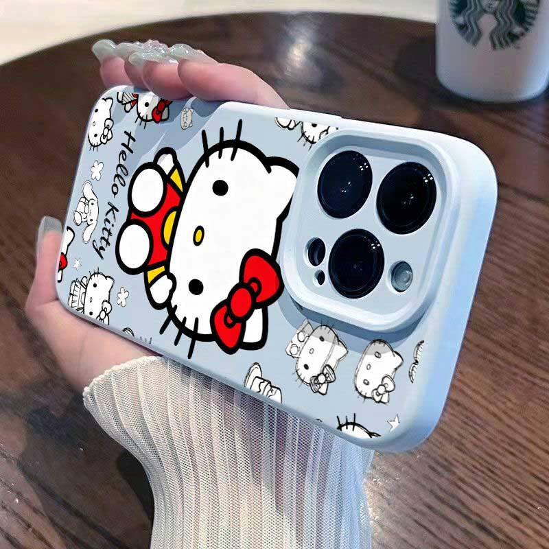 呆萌Kitty凯蒂猫适用iPhone17Air/16Promax手机壳苹果1112131415Plus磨砂TPU防摔男女学生SE4代手机保护套