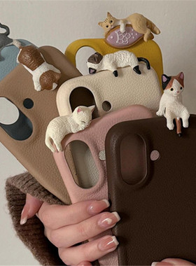 马卡龙立体可爱猫咪适用荣耀300/200/100/90/80/70手机壳荔枝皮纹畅玩60plus少女magic7学生x40GTx50i+play9T