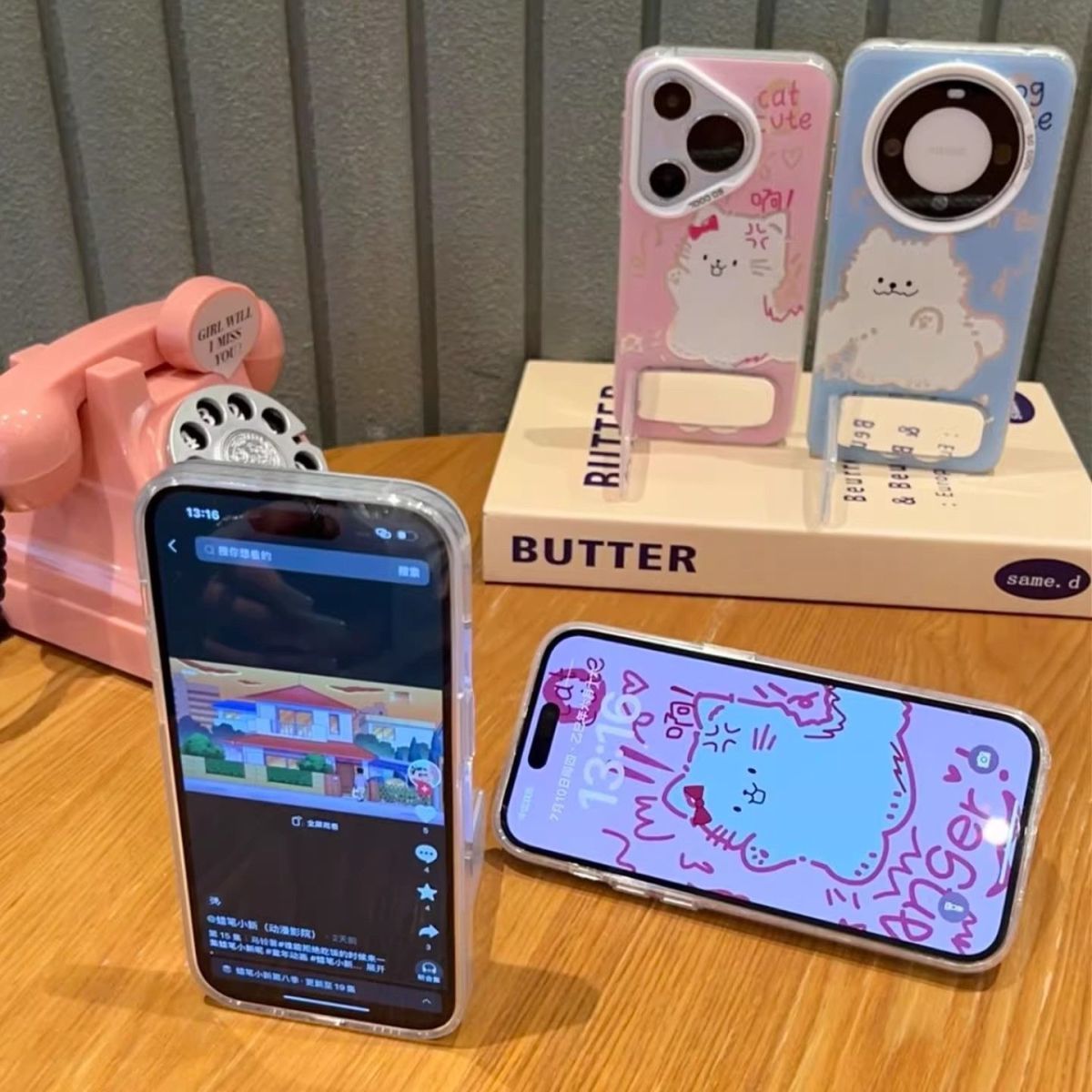 情侣猫狗支架适用iPhone17Air/16Promax手机壳彩银磨砂苹果1213mini/1415Plus学生XRXS高级感SE3代6s/78Plus