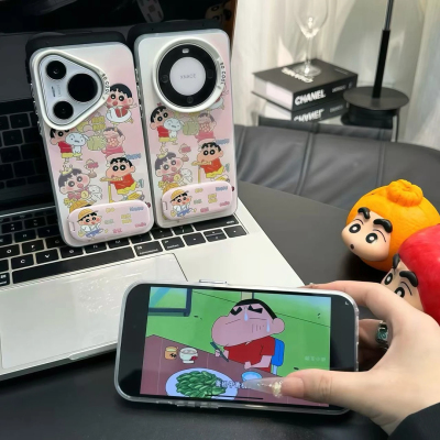 开心小新支架适用iPhone17Air/16Promax手机壳彩银磨砂苹果1213mini/1415Plus学生XRXS高级感SE3代6s/78Plus
