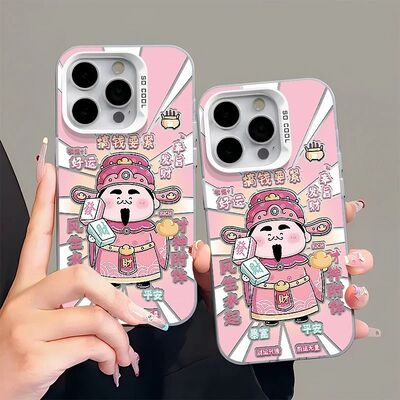 搞钱要紧财神爷适用OPPOReno151413手机壳K12K13TurboPro彩银磨砂FindX9/X8S+学生A1A3A5活力版A6GTA58A96A97