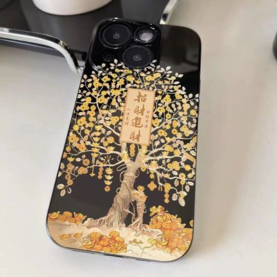 暴富招财树适用iQOOZ10TurboZ9Z8Z7Z6Z5手机壳黑色iQOONeo9SPro+87竞速版65SE爱酷iQOO131211s男女学生U1xU5e