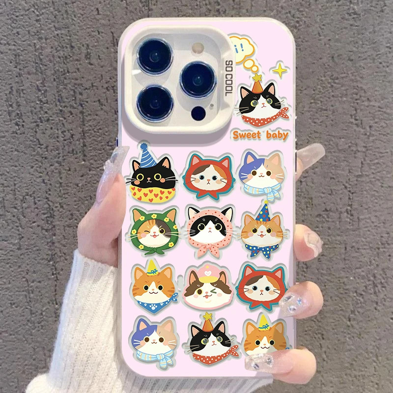 满屏猫猫头像适用OPPOReno16手机壳K15Pro+K12sK13Turbo彩银磨砂FindX9X8S+A6sPro学生A3xA5活力版A58A96A97