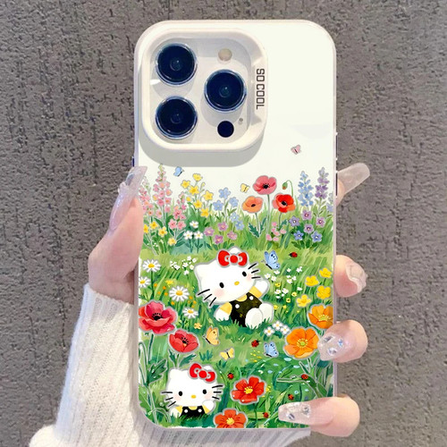 草丛Kitty凯蒂猫适用GT8真我Neo7Turbo手机壳GTNeo5/Neo6SE彩银磨砂Realme151413Pro+高级感V70sV60V50V25V13