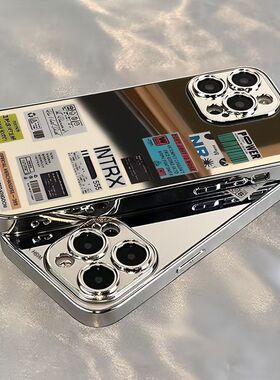 创意英文标签适用OPPOReno1514手机壳镜面K12SK13Turbo电镀FindX9Pro/X8S+A6学生A1A2A3A5活力版a58a93a96a97