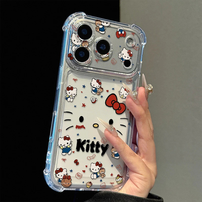脸红kitty凯蒂猫适用OPPOReno151413手机壳K15Pro+K12s气囊防摔FindX9sProX8S+学生A1A2A3x软A57A58A93A96A97