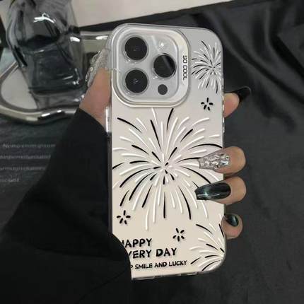 简约开心烟花适用iQOOZ10Turbo+Z9Z8xZ7i手机壳iQOONeo11109SPro+87竞速版6SE彩银磨砂学生爱酷iQOO15131211s