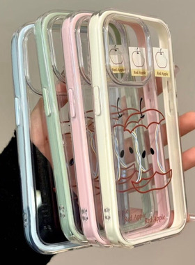 小众线条苹果核适用vivoy300iy78+y73sy37y36my30Y17s手机壳x200S透明可放小卡少女学生S30ProminiS19S18S17t