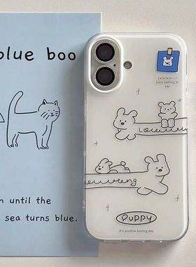 线条腊肠小狗适用OPPOReno1514手机壳K12K13Turbo白底FindX9Pro/X8S+x7Ultra少女A6iA5活力版A53A72A58A96A97