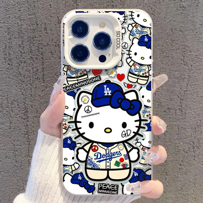 棒球Kitty猫适用iPhone17Air/16Promax手机壳彩银磨砂苹果111213mini/1415Plus学生XRXS高级感SE3代6s/78Plus