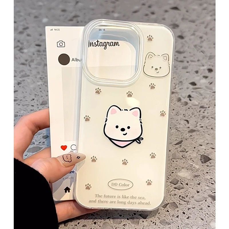 可爱小脚印狗狗适用OPPOReno1514手机壳K12K13Turbo白底FindX9Pro/X8S+/x7Ultra少女A6iA5活力版A53A58A96A97