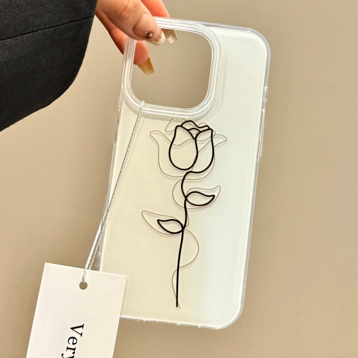 线条玫瑰花朵适用OPPOReno1514手机壳K12K13Turbo白底FindX9Pro/X8S+/x7Ultra少女A3A5活力版A53A72A58A96A97