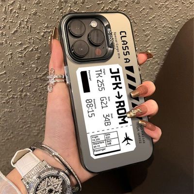 创意登机牌标签适用OPPOReno151413手机壳K12K13Turbo彩银磨砂FindX9/X8S+A6Pro学生A1A2A3A5活力版A58A96A97