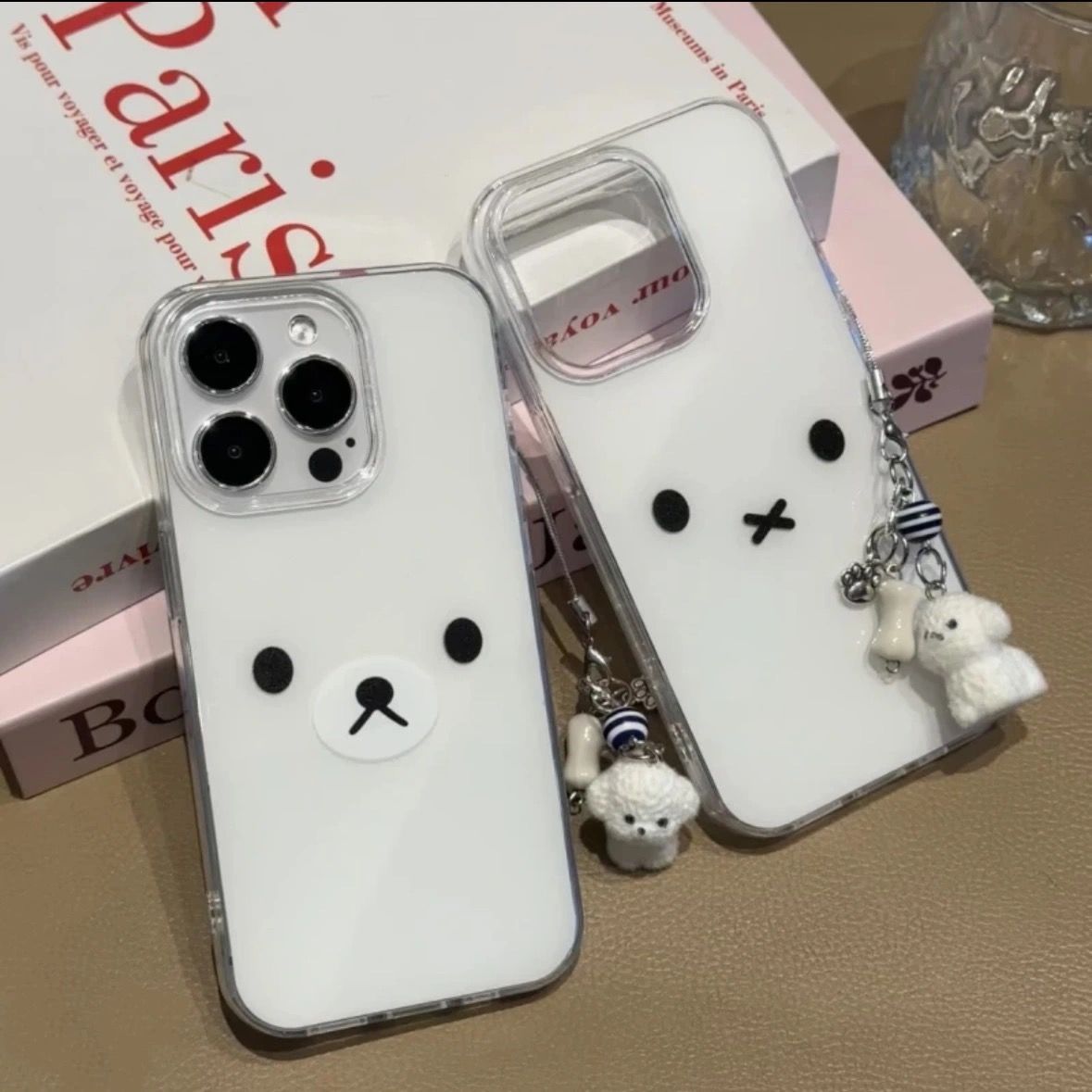 熊兔表情小狗适用OPPOReno1514手机壳K12K13Turbo白底FindX9Pro/X8S+/x7Ultra少女A3A5活力版A53A72A58A96A97