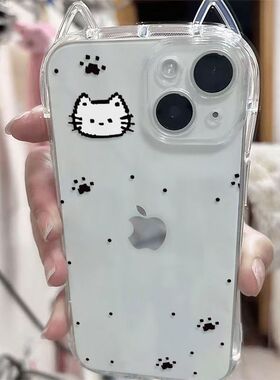 可爱像素小猫适用vivoY500手机壳Y300Pro小蛮腰猫耳朵y300Ty200i软y100y78+学生y78m小红书同款y77Ey76sy74s