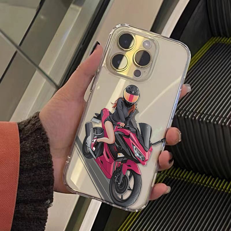 个性机车少女适用vivoY500y300y200iy100y93sy85y78y36m手机壳透明S30Prominis19s18s17s16学生X300X200x100S