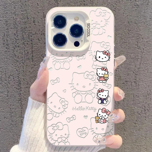 镂空可爱Kitty猫适用iPhone17Air/16Promax手机壳彩银磨砂苹果1112131415Plus学生XRXS高级感SE3代6s/7/8Plus