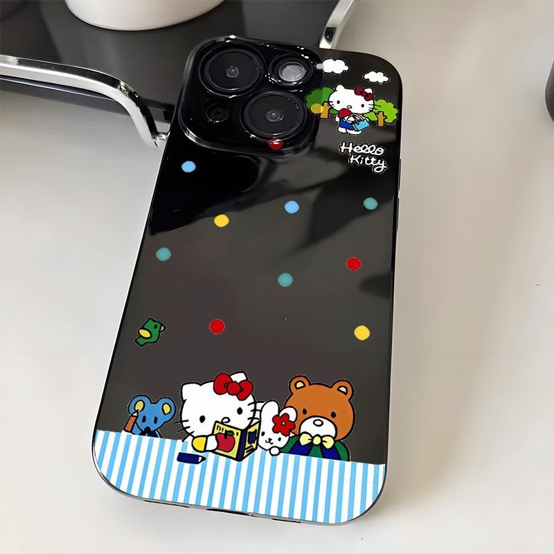 波点Kitty凯蒂猫适用苹果17Air/16ProMax手机壳黑色iPhone1514131211学生XRXSmax软SE3代6s7/8Plus小红书同款