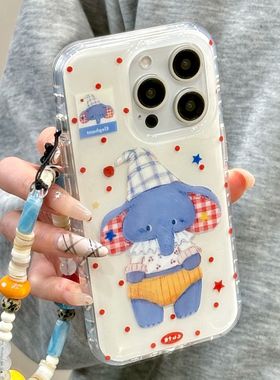 油画波点蓝色大象适用一加ACE5Pro手机壳OnePlusACE2V/3pro白底一加13/12软边少女学生ACE竞速版小红书同款