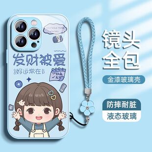 发财被爱好运在适用OPPOReno1514手机壳K12K13Turbo金属漆玻璃壳FindX9X8S a58a93a96a97 A6Pro学生A3A5活力版