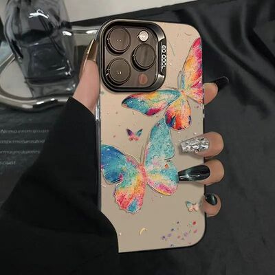 ins风炫彩蝴蝶适用vivoS50Promini手机壳S30s20s19s18s17彩银磨砂X300X200S学生Y500y300Ty200iy100iy78+y36m