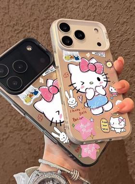 涂鸦HelloKitty猫适用一加ACE6T/5至尊版手机壳一加1513T1211彩银磨砂ACE5竞速版学生OnePlusACE3V2Pro保护套