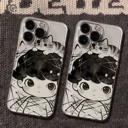 可爱线条小猫适用vivoS60S50Promini手机壳透明S30S20s19s18s17s16s15学生X300EX200x100x90x80x70x23x9软T1x