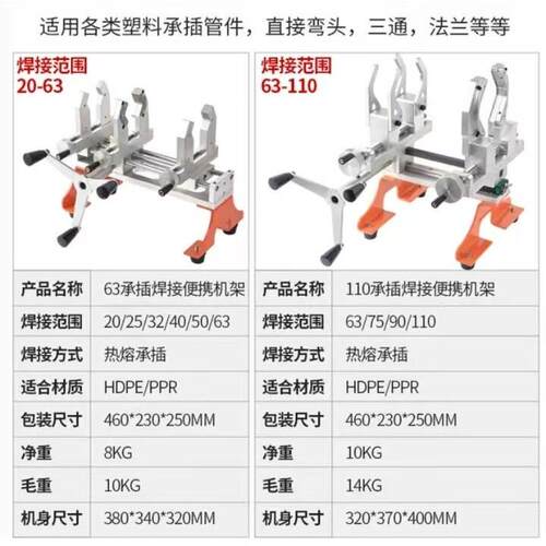 新款PE/PPR便携式轻型承插式热熔机20-110热熔焊接机水管承插机架