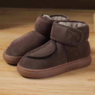 老人加厚宽松魔术贴棉拖鞋