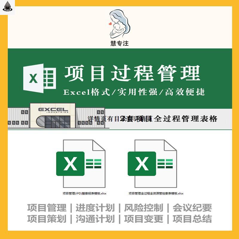 项目管理IPD软件研发流程风险管理进度计划过程管控报表Excel模板图片