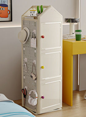 奶油风实木旋转书架落地客厅置物带穿衣镜洞洞板储物展示转角书柜