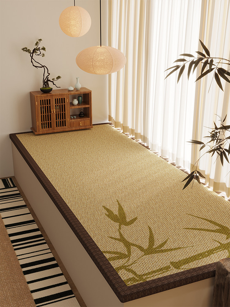 新中式阳台竹编飘窗垫子四季地毯榻榻米卧室客厅窗台垫夏天凉席