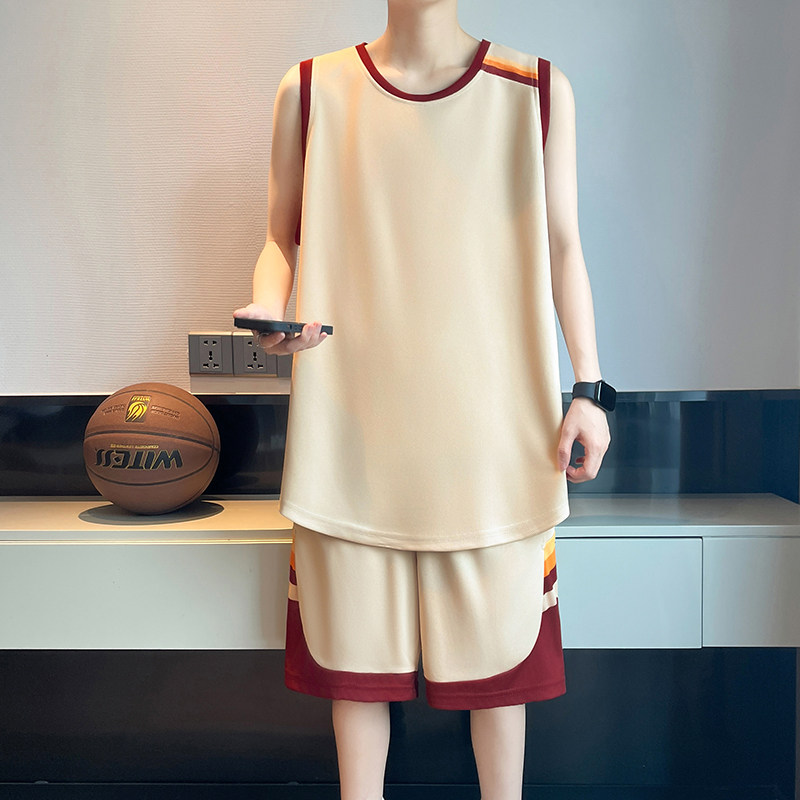 青少年运动篮球服套装男款夏季冰丝大码背心短裤薄款学生大童套装 - 实物图