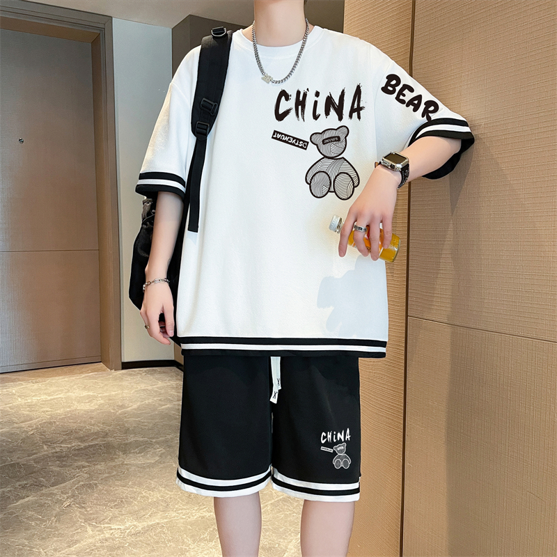 青少年夏季休闲运动套装男潮牌