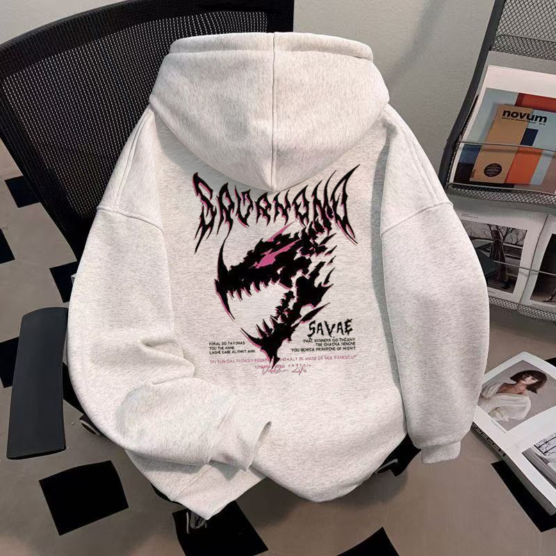 美式高街恐龙男装连帽卫衣