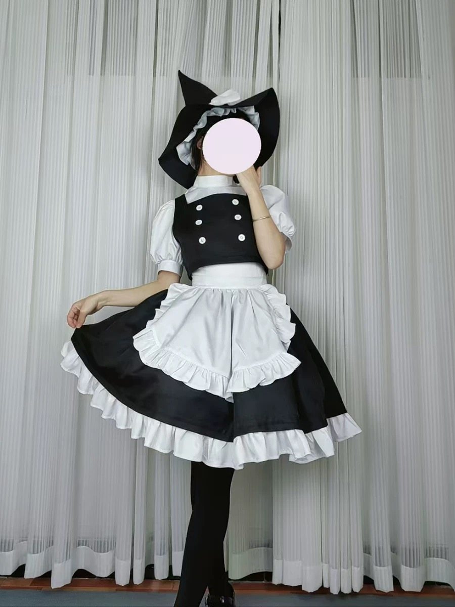 东方project 雾雨魔理沙cosplay服装梦 东方绯想天 女仆cos服装图片