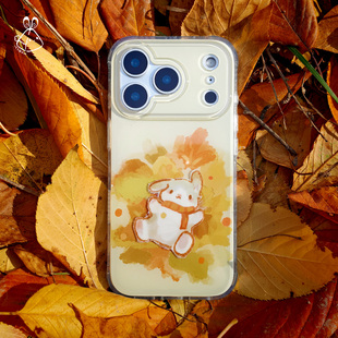 一年生球状叶双层磁吸手机壳秋天小兔可爱小熊苹果iPhone17promax1615透明保护套
