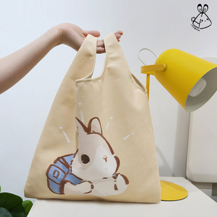 一年生球状叶日系慵懒风手提袋ins文艺简约大容量帆布包包女QT140