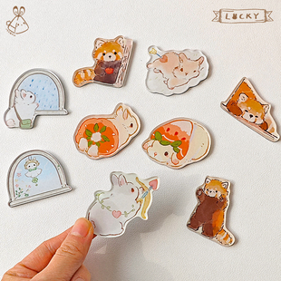 一年生球状叶亚克力冰箱贴新款磁吸小熊猫小兔创意可爱装饰礼物