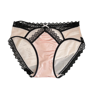 瑶瑶闺蜜光滑缎面蕾丝内裤女性感镂空诱惑少女冬季薄款低腰三角裤